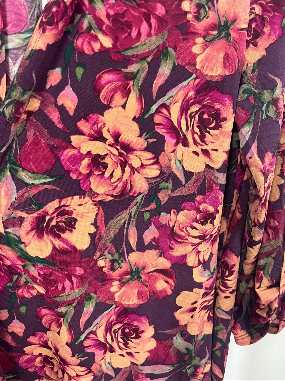 Dear Scarlett Duster/Kimono M Wine Peach Long Lines Open Front 3/4 Roll Tab NWT - Picture 5 of 10